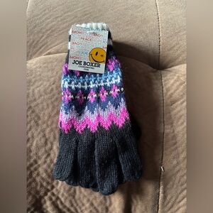 Joe Boxer Vibrant Knit Gloves with Pink and Blue